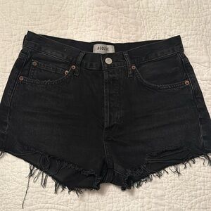 AGOLDE black denim shorts